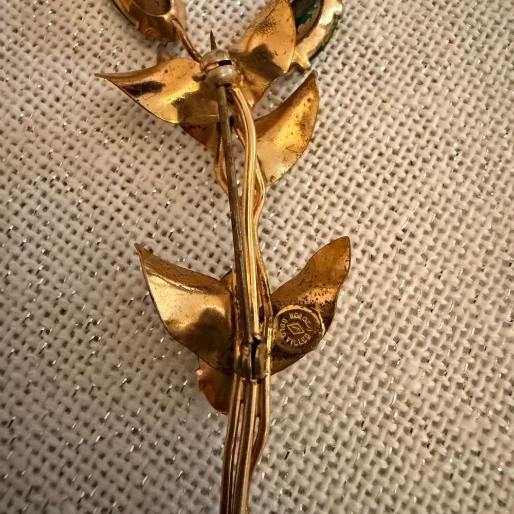 Vintage brooch 10k Gold filled with Green gemstone - Picture 6 of 6